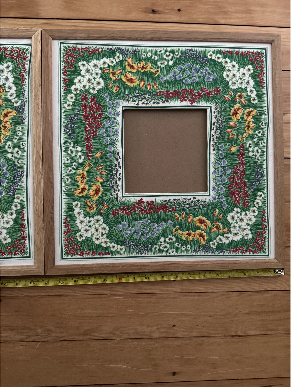 Pair of Handmaid Vintage Floral Square Picture Frames